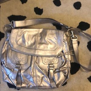 The Sak crossbody champagne colored leather bag